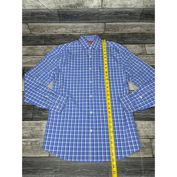 Penguin By Munsingwear Blue Plaid Slim Fit Shirt - Picture 2 of 6